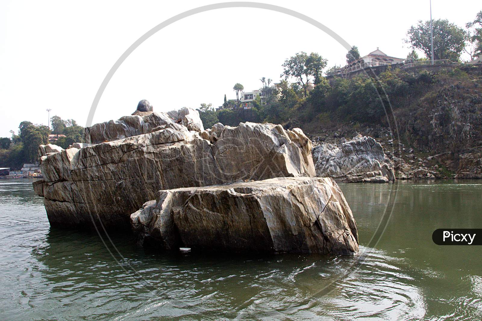 Marble Rocks Amid River Water