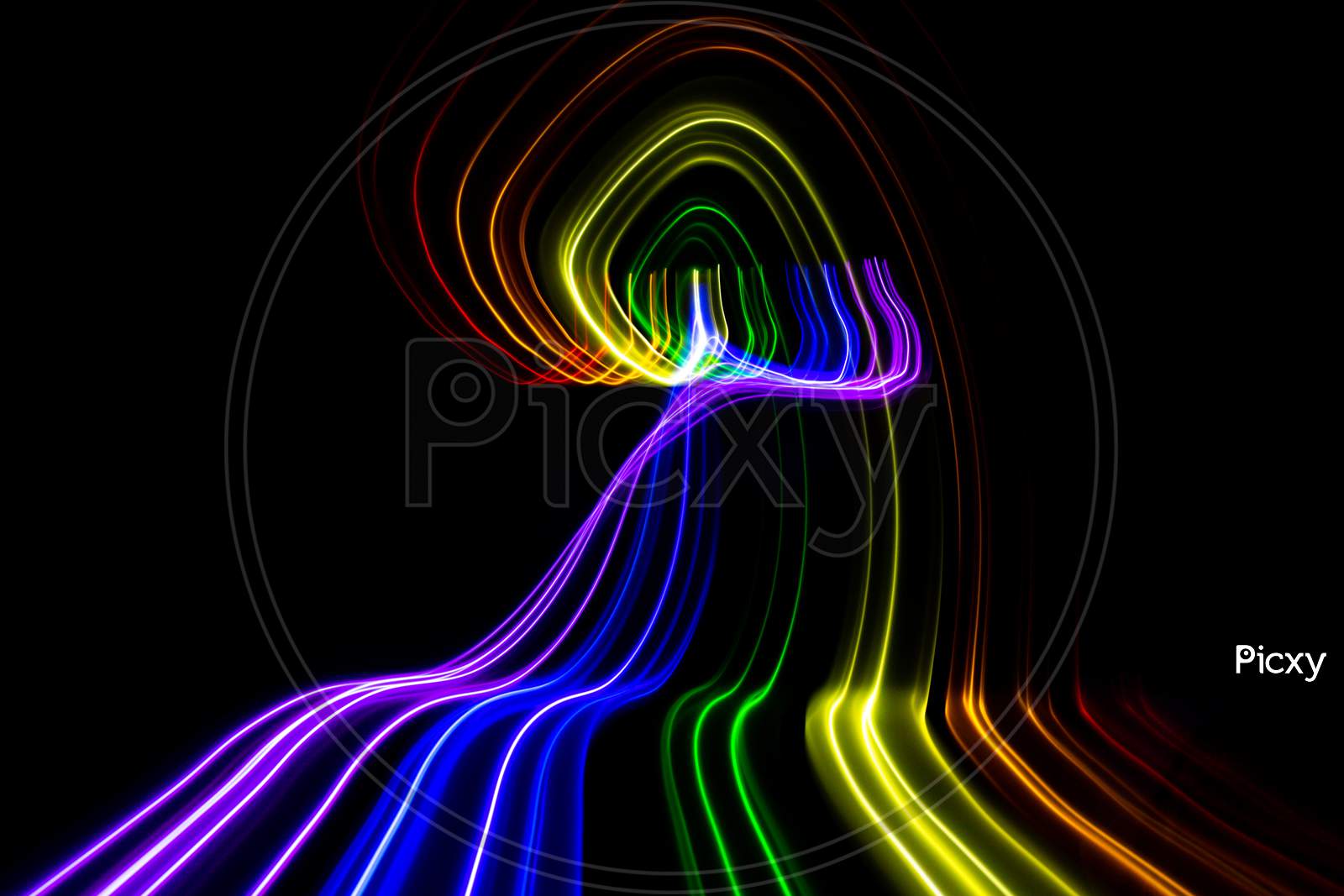 Lights With Rainbow Colors On Black Background. Lgbt Colorful Abstract Pattern.