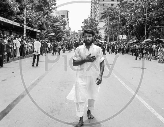 Yearly Calm Procession Of Shia Muslims. Every Year They Celebrate This Calm Procession Against Bad Humans. On This Day They Also Pray For World Peace. I Captured This Image On September-10-2019, From Dhaka, Bangladesh.