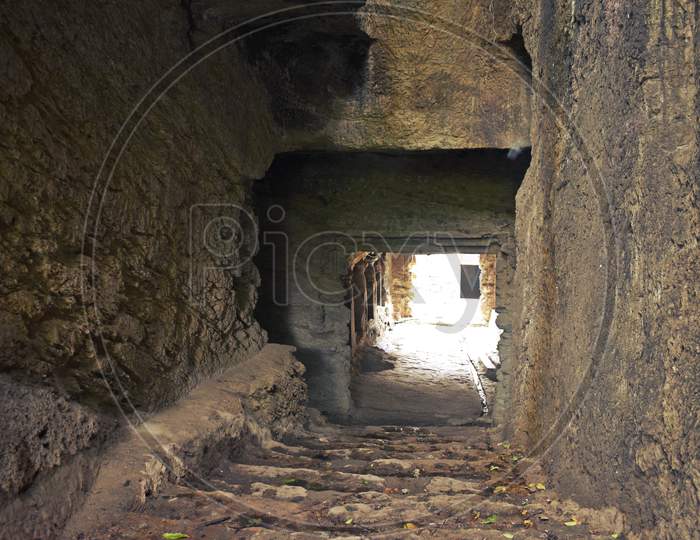ancient carving wall from 1500 years old BUDDHIST JOGESHWARI CAVES ,maharashtra,mumbai,india