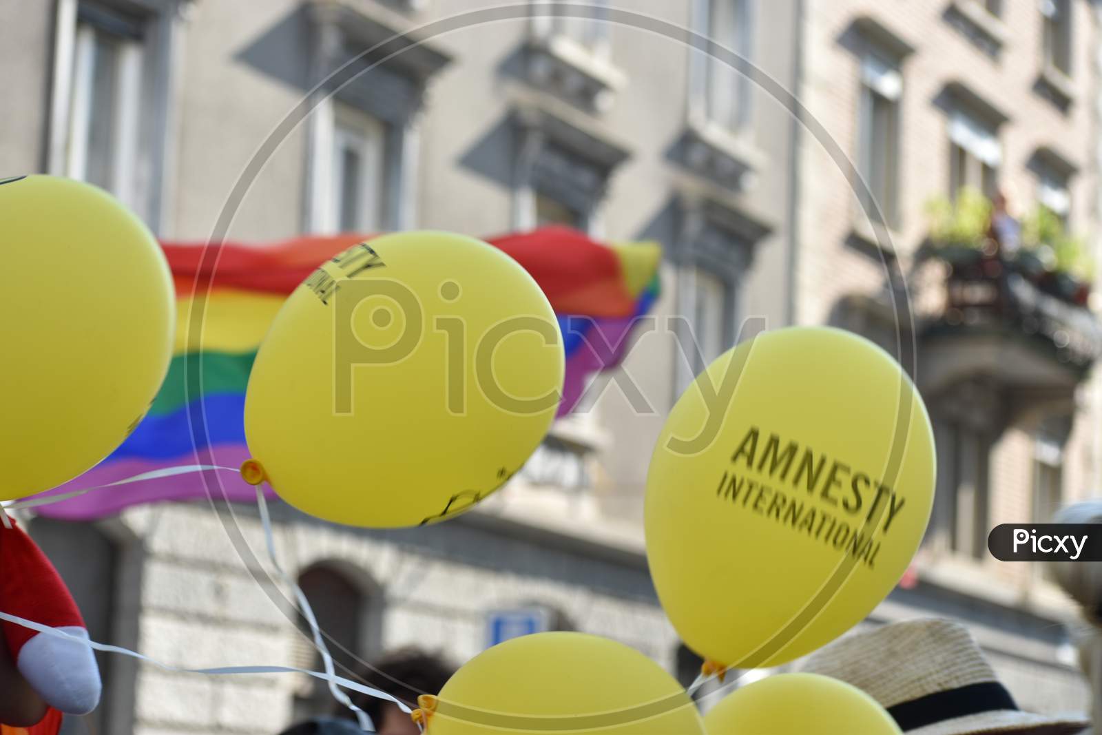 Zurich, Switzerland, September 4, 2021 Amnesty International Balloon At A Gay Pride Demo
