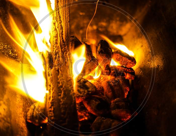 Red Burning Campfire Image