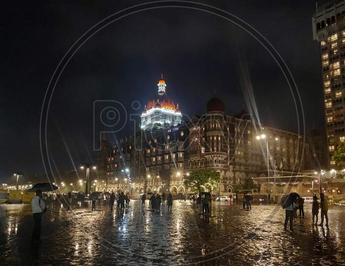 Taj Mahal Palace in the rainy night