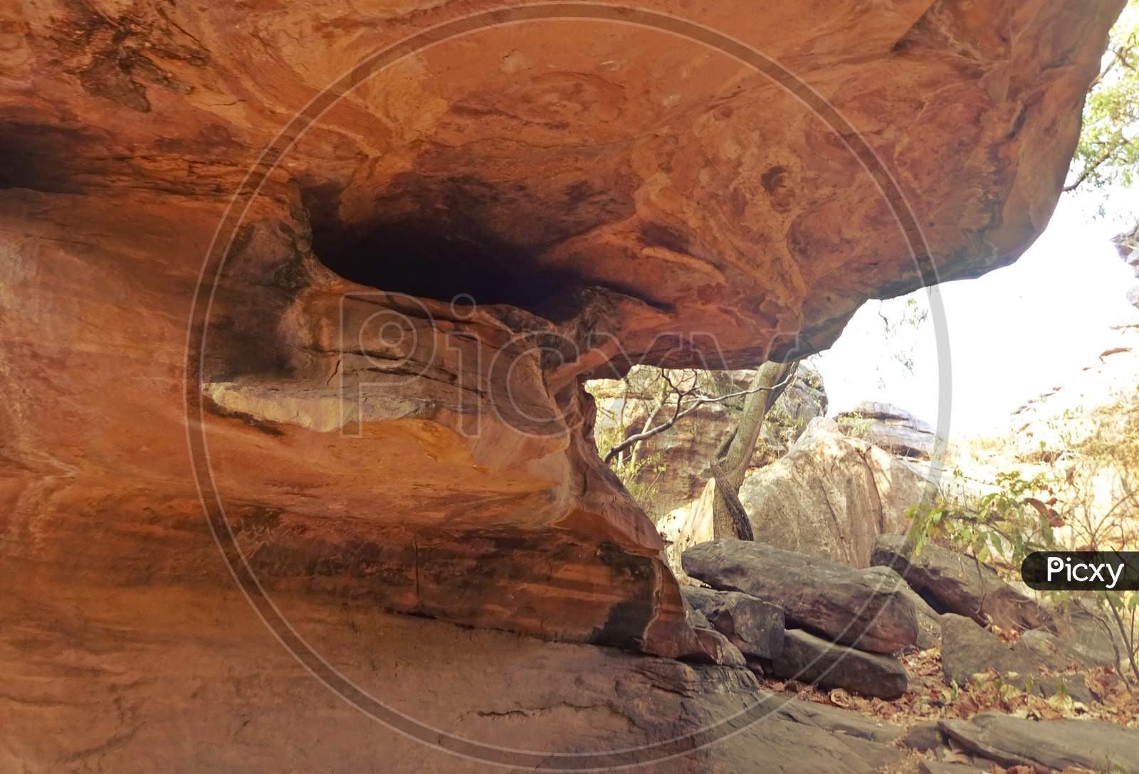 Image Of Bhimbetka Rock Shelters , UNESCO Heritage Site , District ...