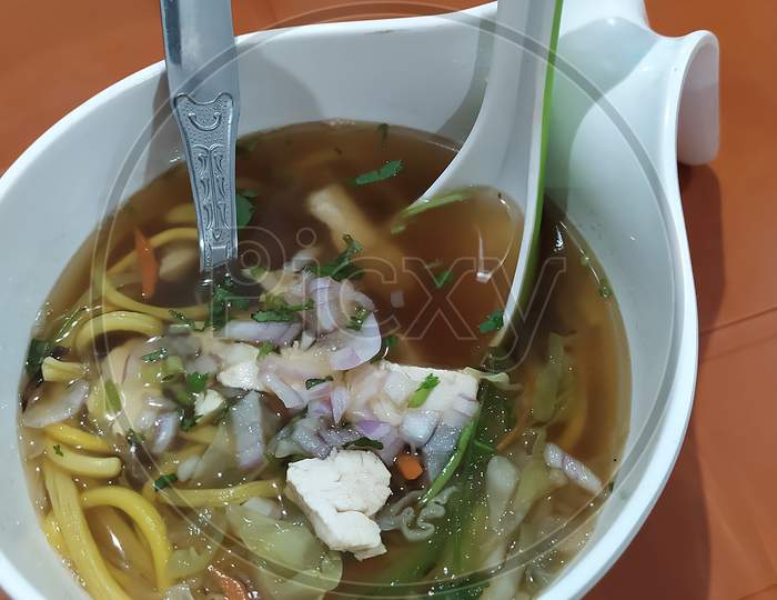 Chicken thukpa noodles soup