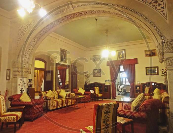 Interior Of Vijaya Vilas Palace Is The Famous One Time Summer Palace Of Jadeja Maharao Of Kutch Located On Sea-Beach Of Mandvi In Kutch, Gujarat, India.