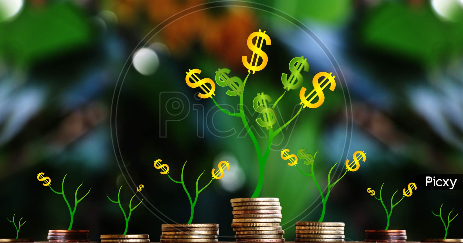 Plant Grow On Money Stacks In An Environment With This Money Saving And Sustainable Business Investment Idea