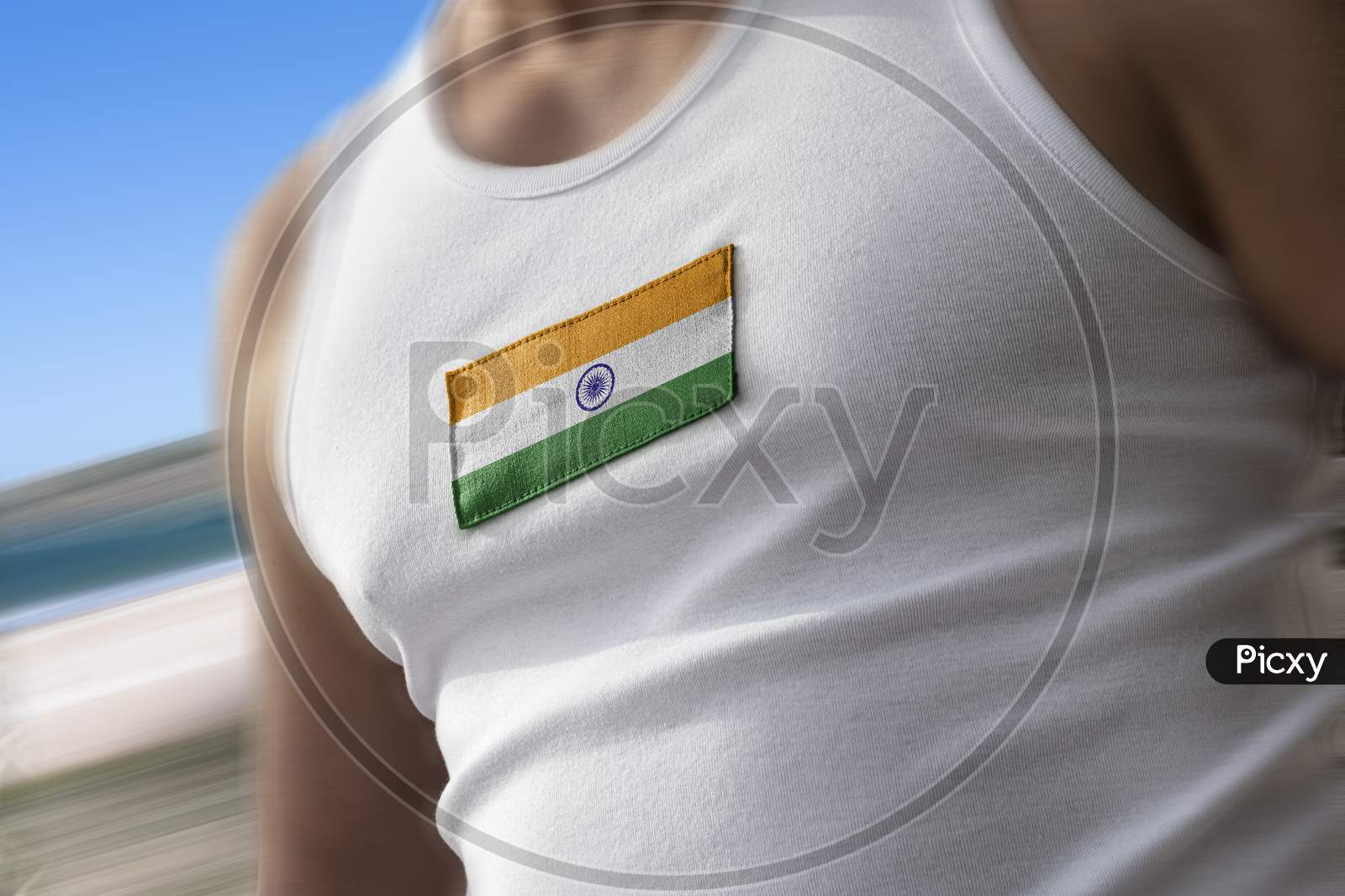 The National Flag Of India On The Athlete'S Chest