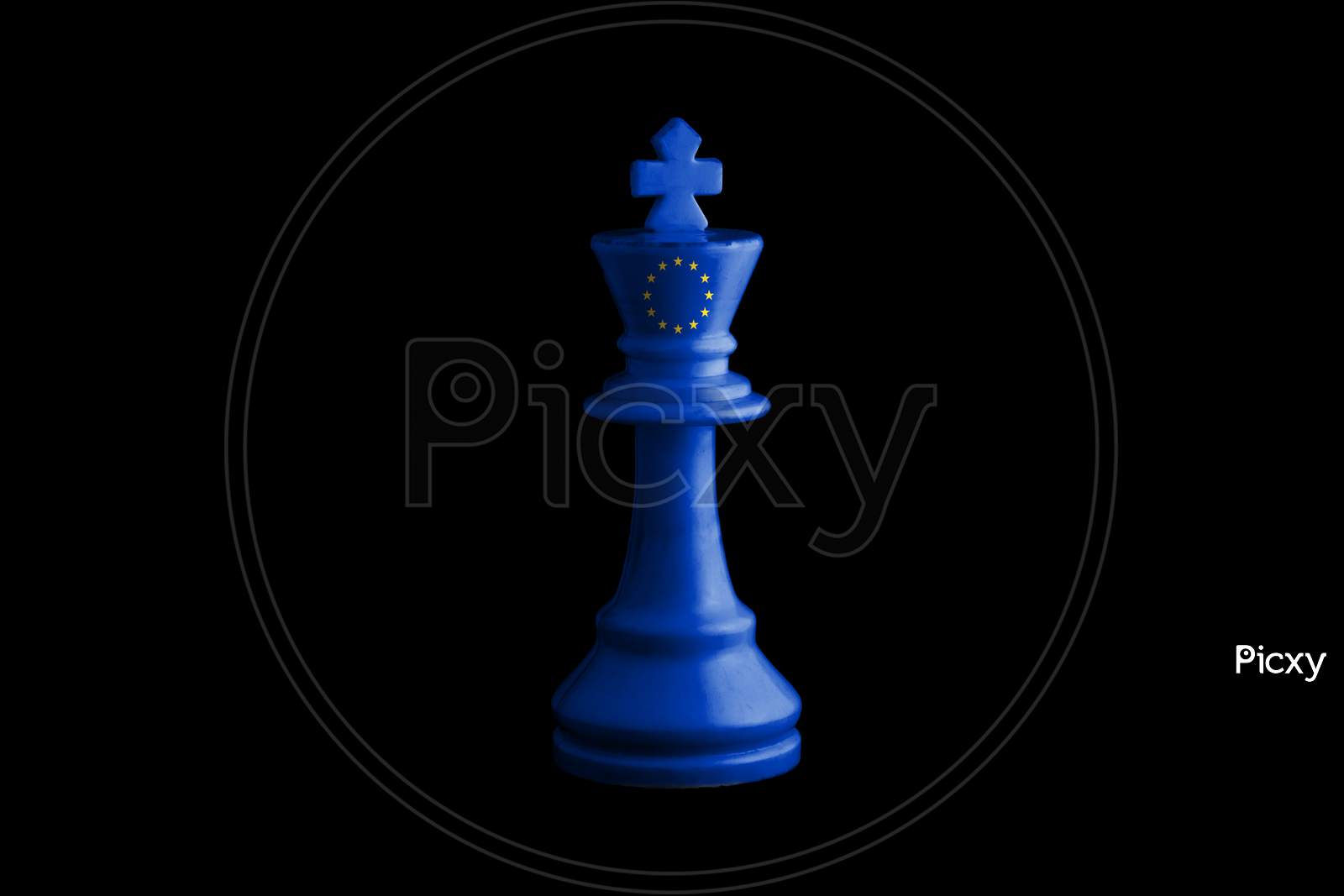 EU Chess King 3D Render Of Chess King With European Union Flag