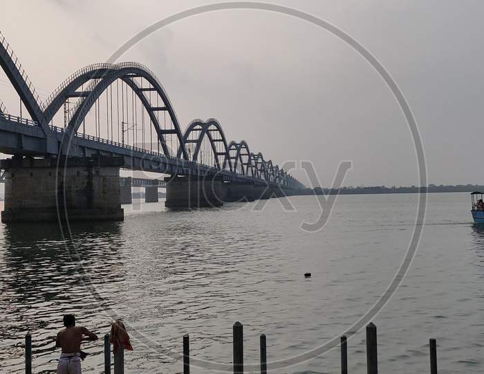 Godavari river and Railway bridge