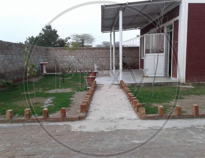 Image of gardening plans in school Beautiful plants in garden