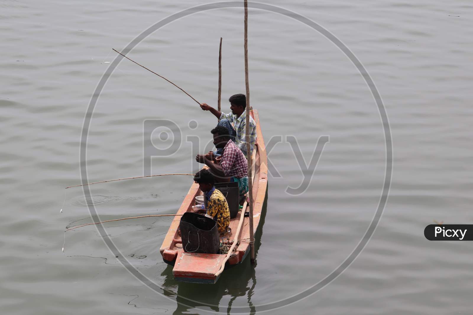 Plastic Fisherman Making Fishing In The Tamil Nadu
