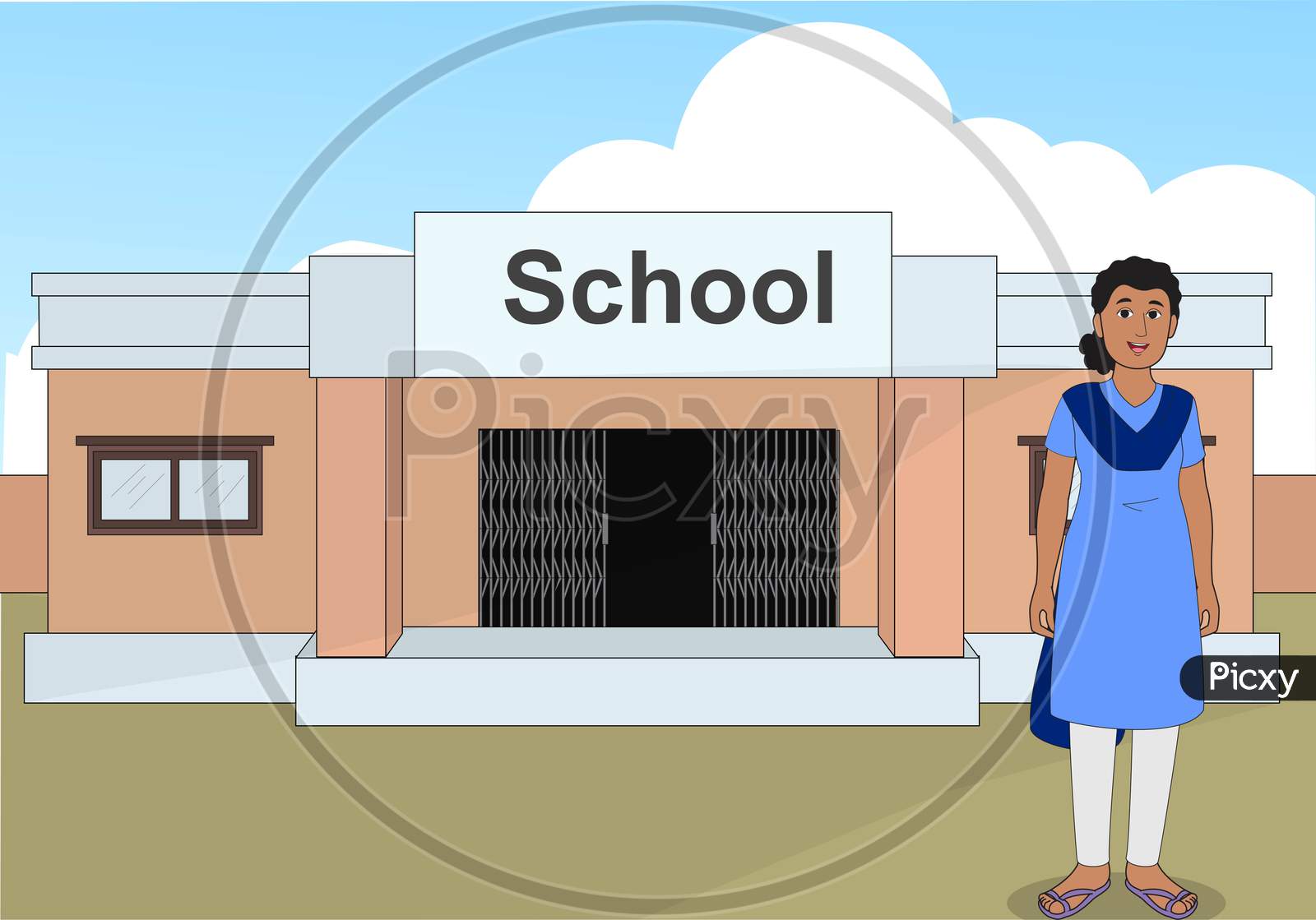 Indian girl with school background | Indian girl in school