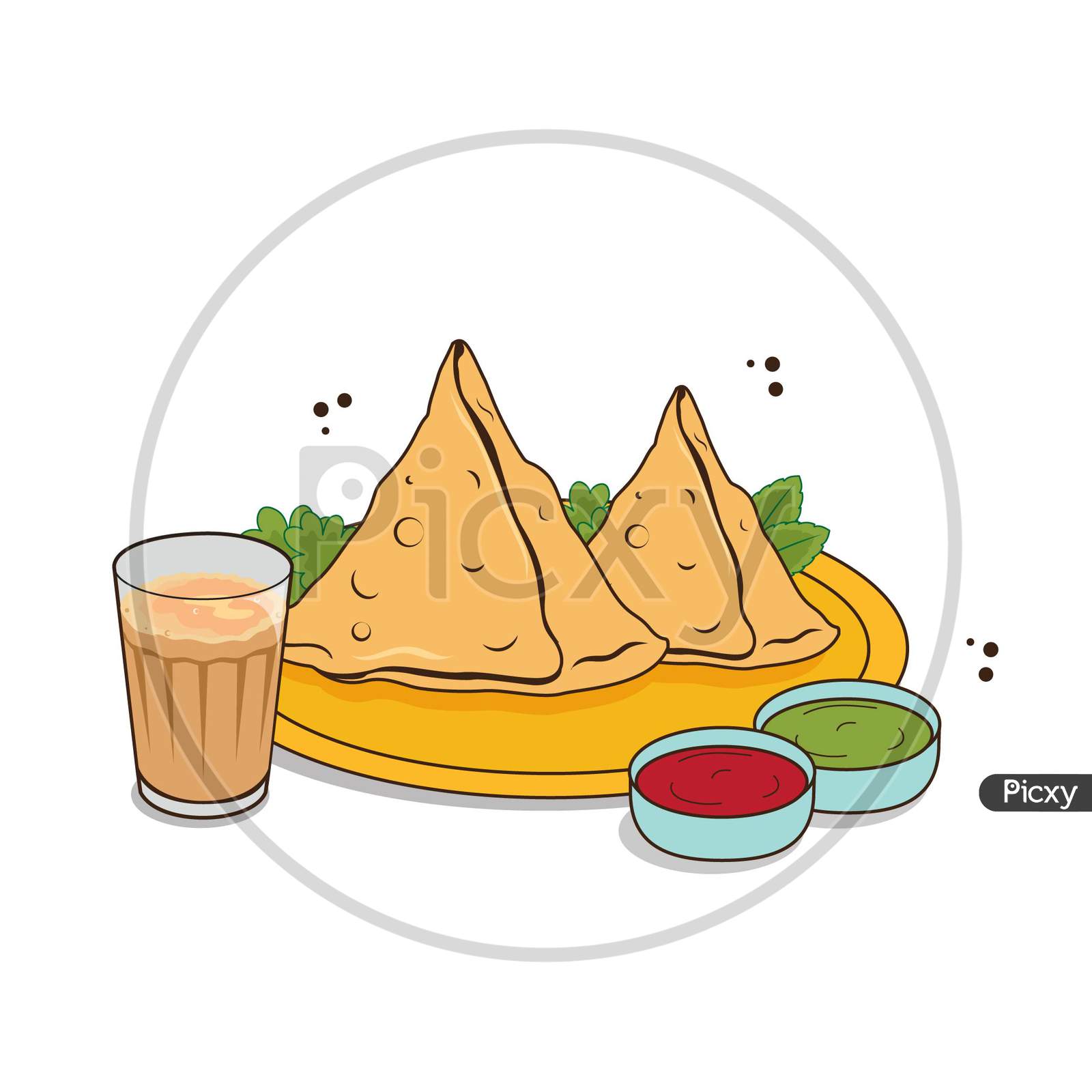 Indian street food samosa | chutney with tea
