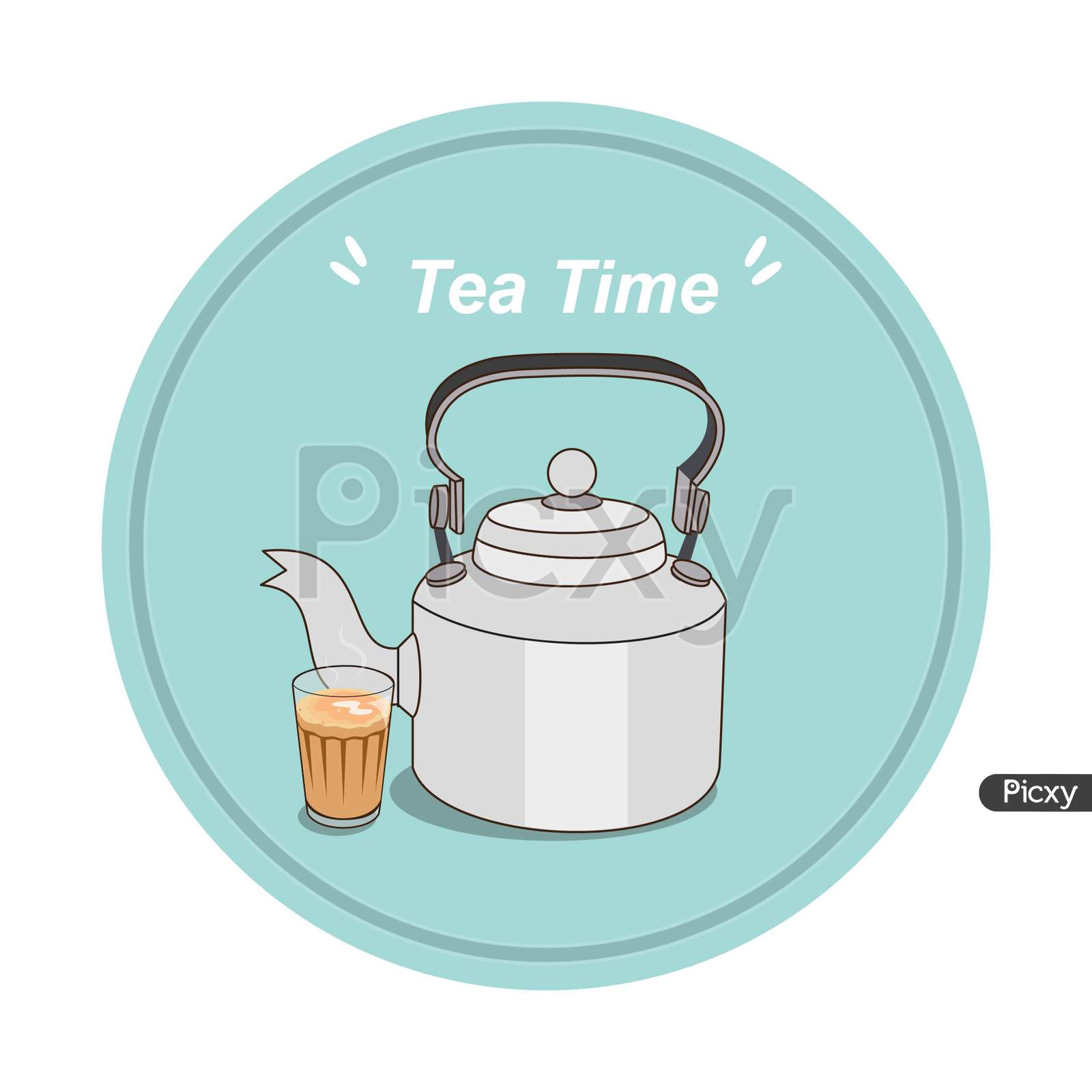 Tea and kettle illustration| Indian traditional teapot or kettle illustration