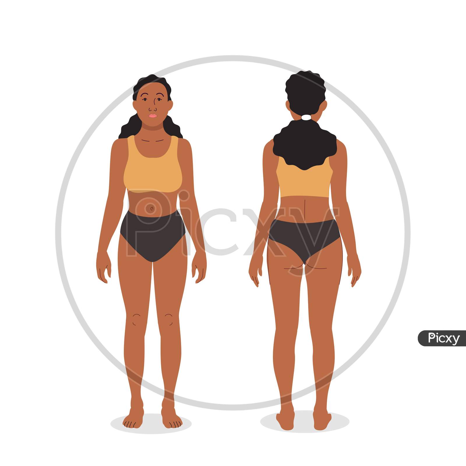 Female body template front and back | Female body front and back
