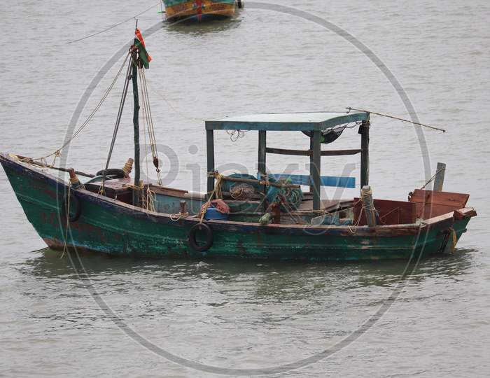 "Coimbatore, Tamil Nadu/India-15.07.2021:A Single Fishing  Boat In Pondicherry"