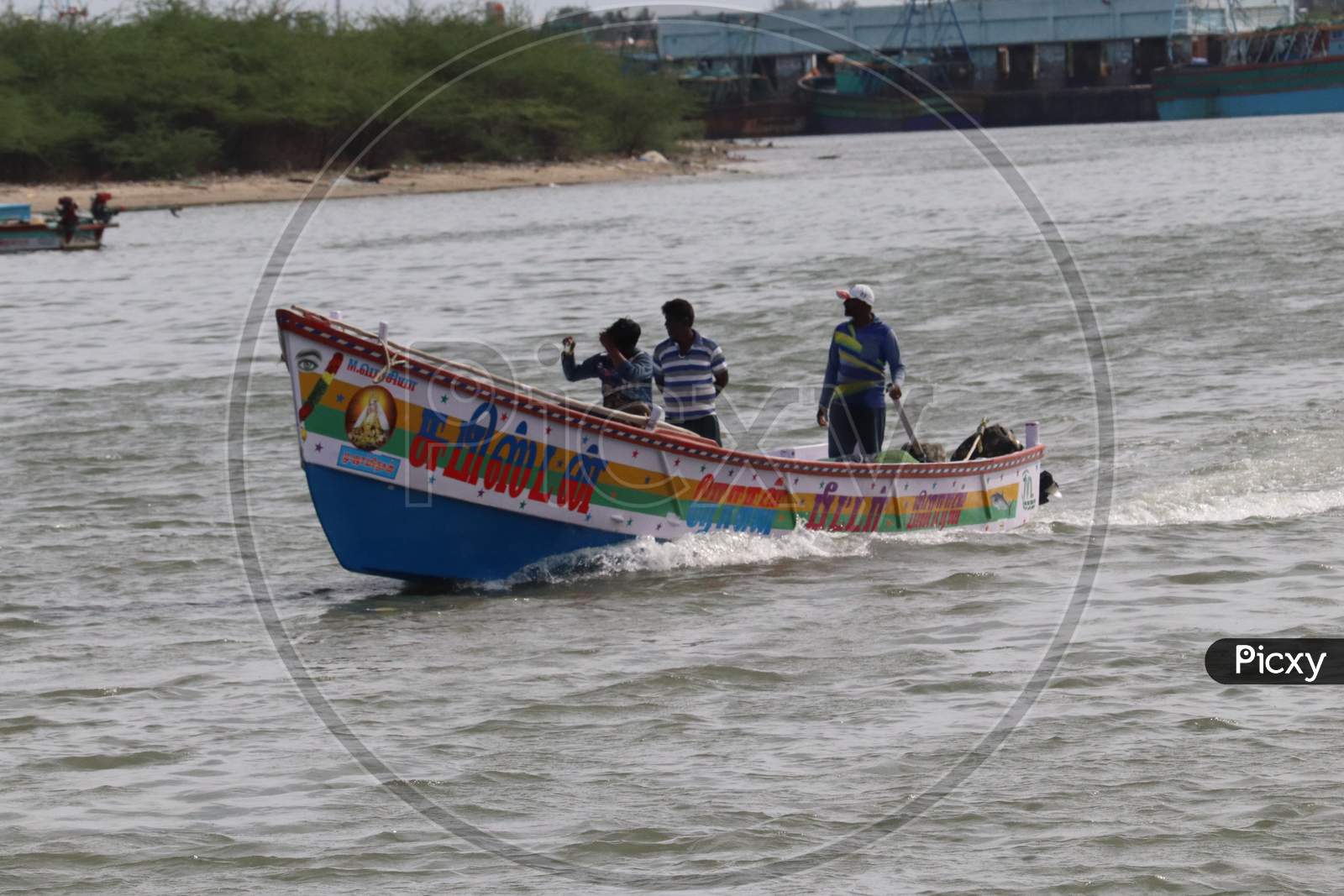 "Coimbatore,Tamil Nadu/India-15.05.2021:Fishing Boats And People  In Pondicherry"