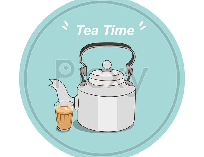 Tea and kettle illustration| Indian traditional teapot or kettle illustration