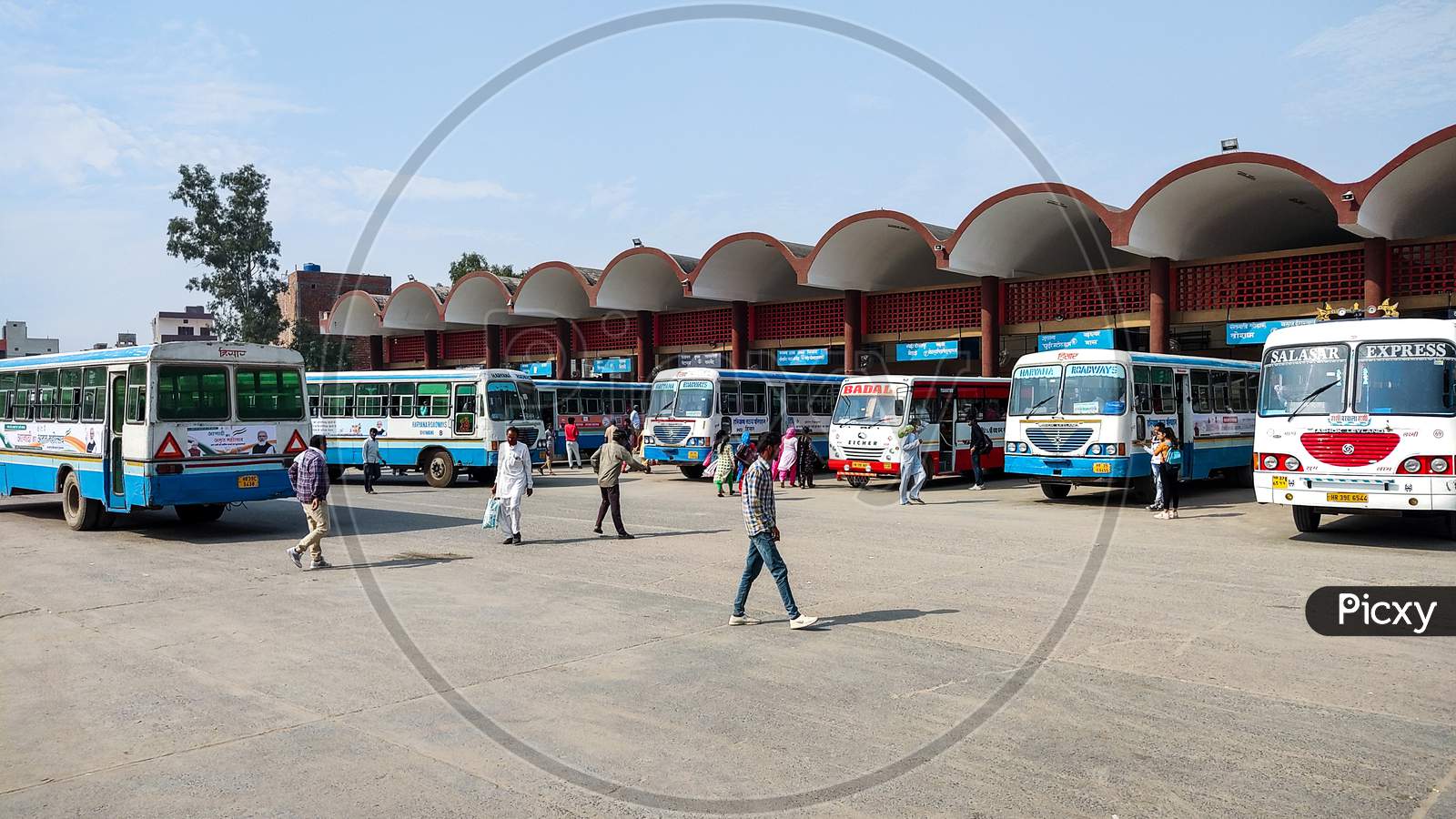 Haryana Roadways Buses Parked At The Bus Stand Of A City In Haryana