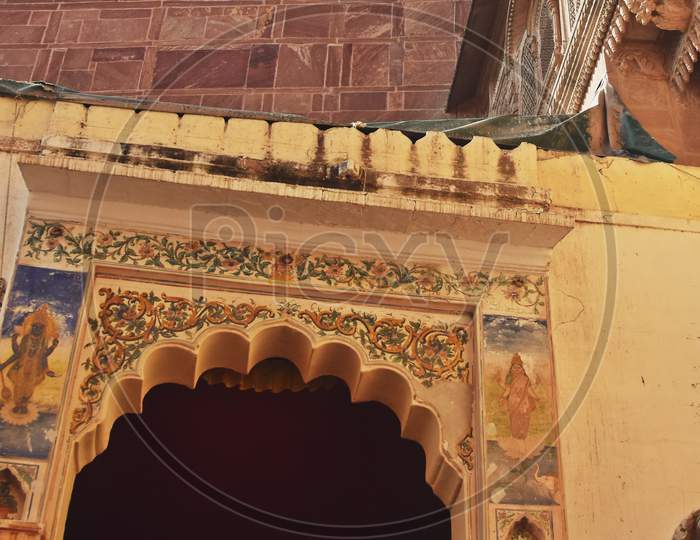 arches at mehrangarh fort, rajasthan