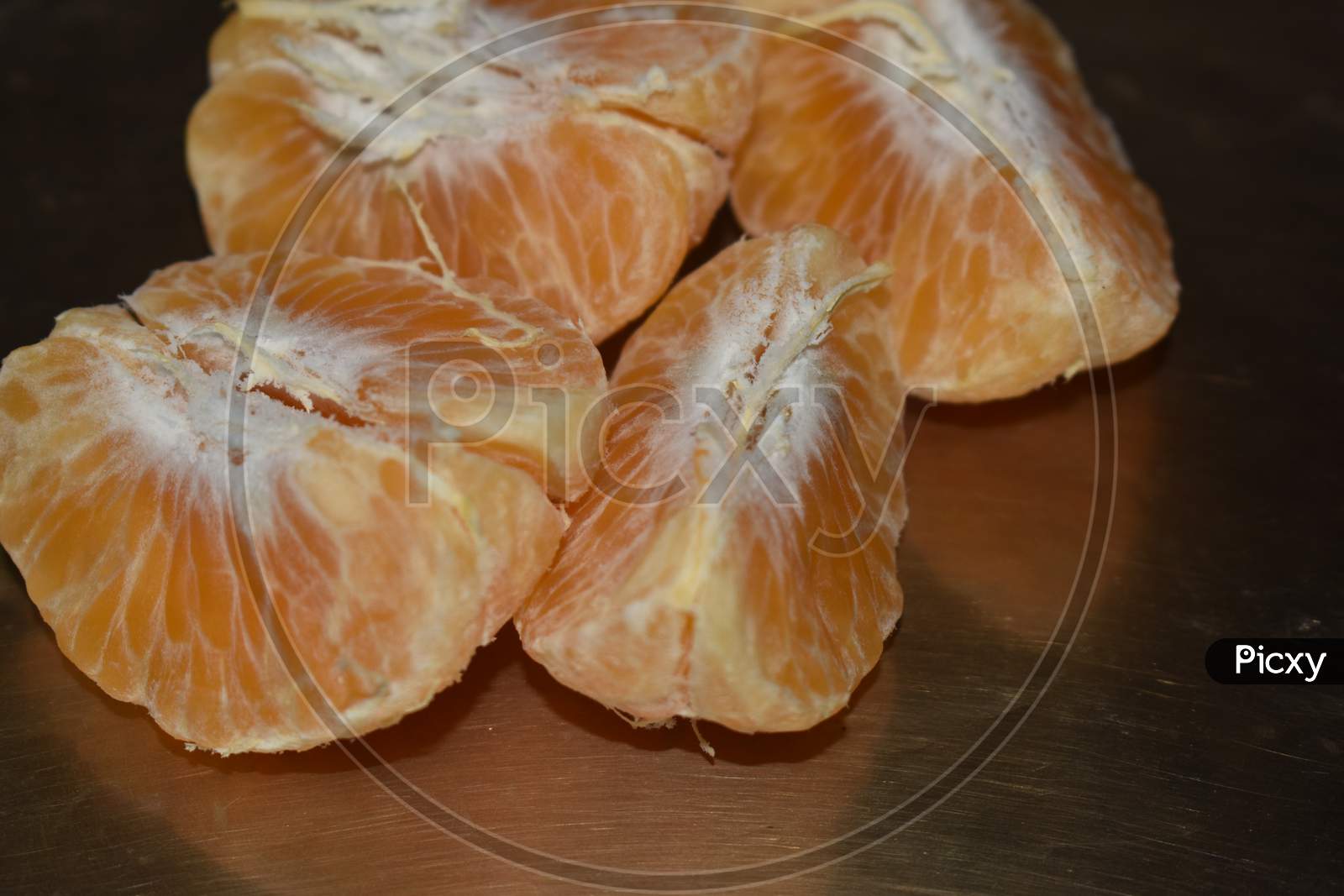 Fresh, juicy pieces of orange peel