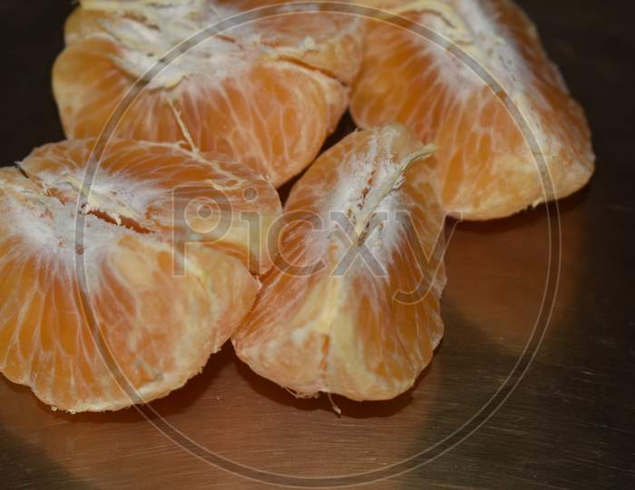 Fresh, juicy pieces of orange peel