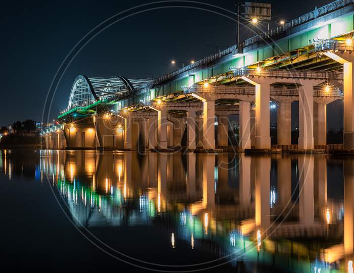 Yanghwa Bridge Reflection In The Han River In Seoul, South Korea
