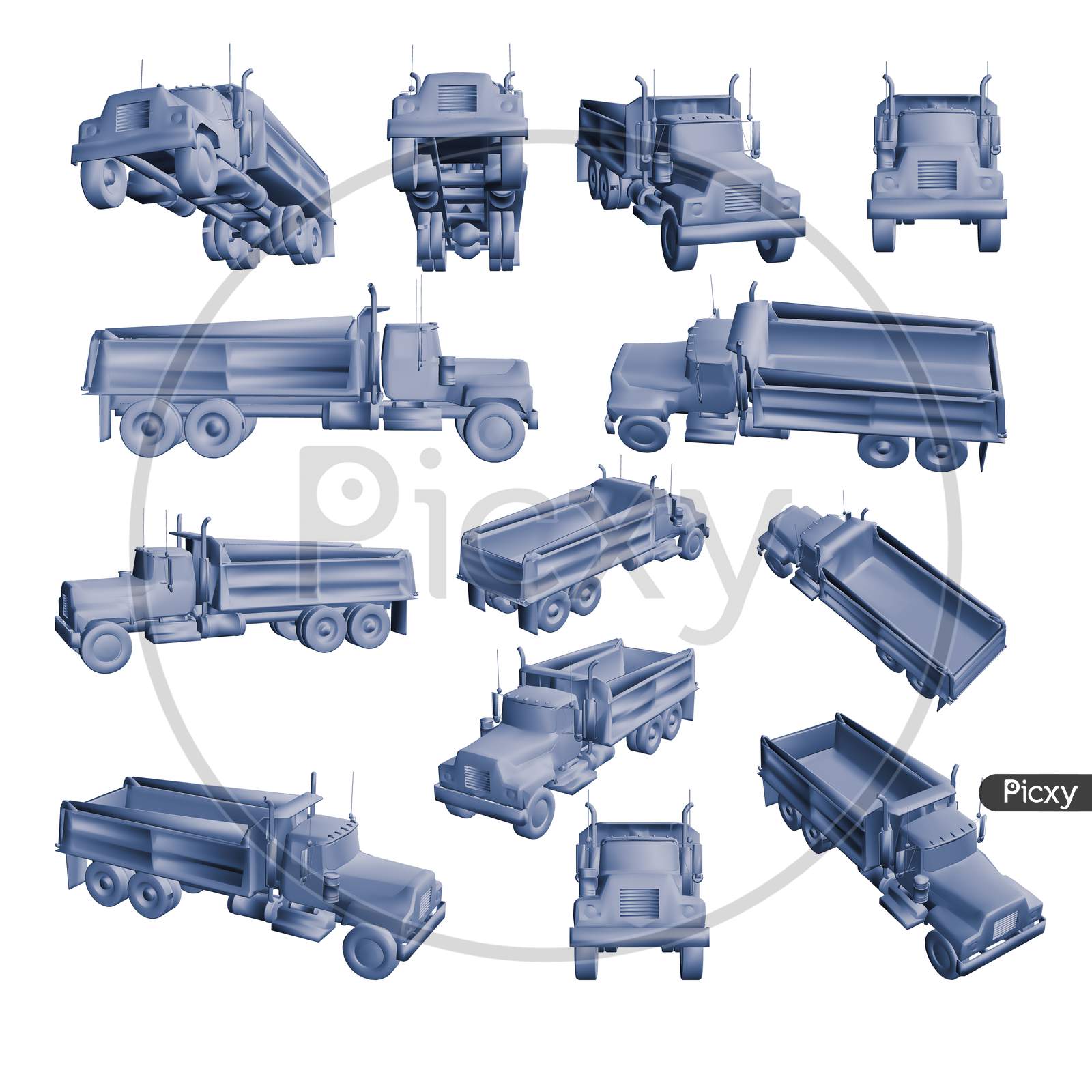 Image of 3D Truck Model Set Isolated On A Light Background. 3D Rendering  Illustration Truck Set Of Different Views For Vfx And Animation Movie And  Video Game Projects.-ES942210-Picxy