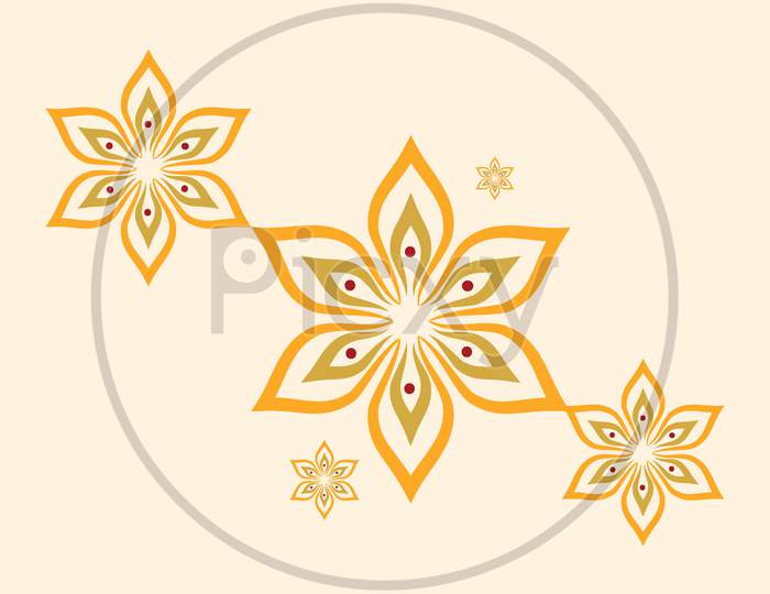 Sketch Of Indian Lotus Flower Or Mandala Rangoli Outline Editable Illustration