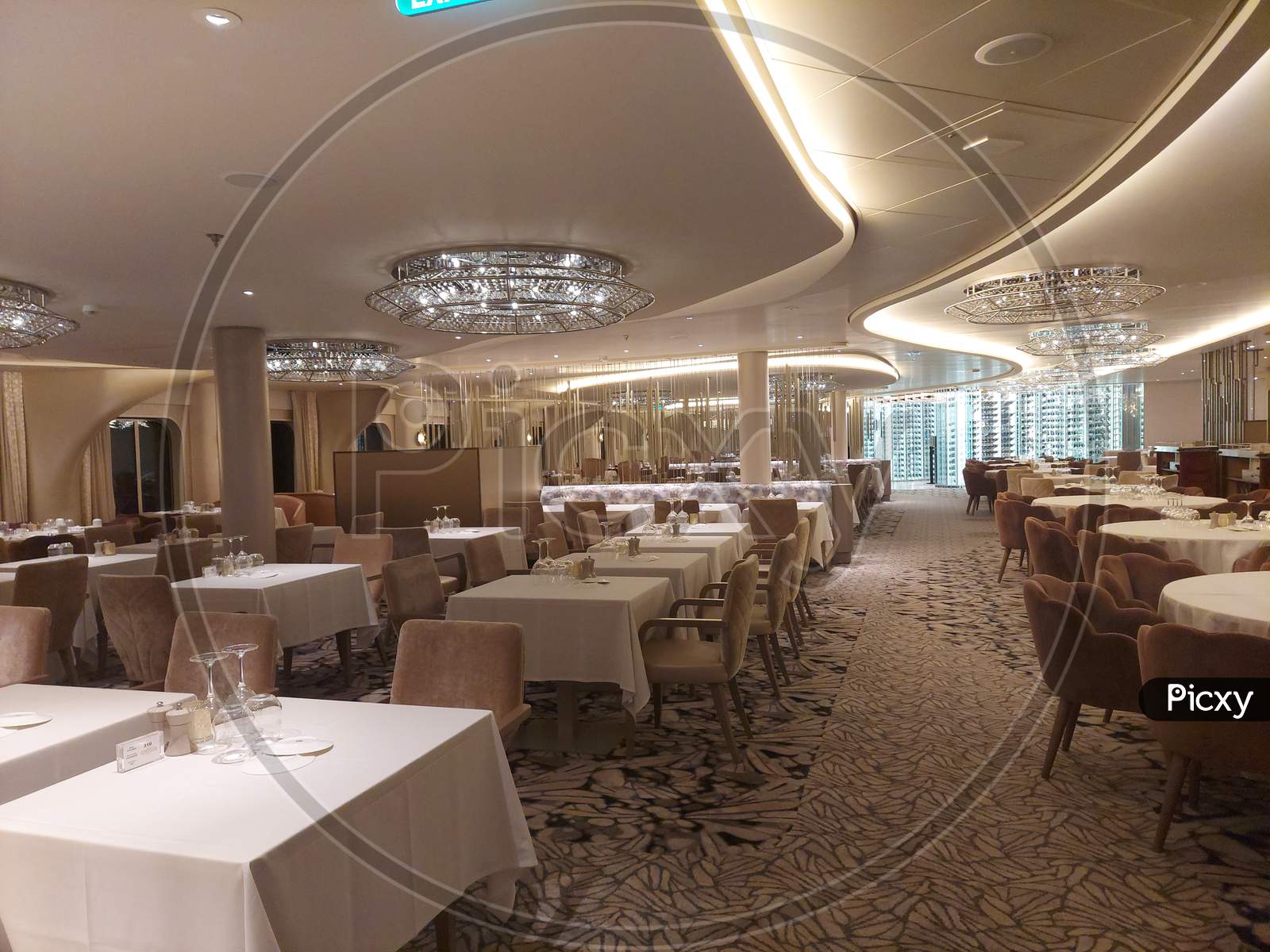 Miami Usa , Jan 15 2022 Fine Dining Restaurant On Cruise Ship
