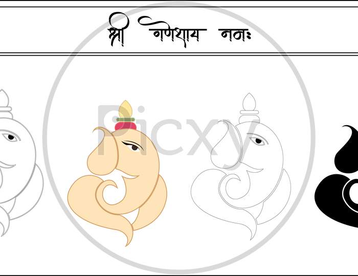 Shri Ganeshay Namah, Ganpati Vector Illustration On White Background, Shri Ganesh Vector Illustration For Wedding Card, Diwali Design Projects And Ganesh Chaturthi Design Projects.