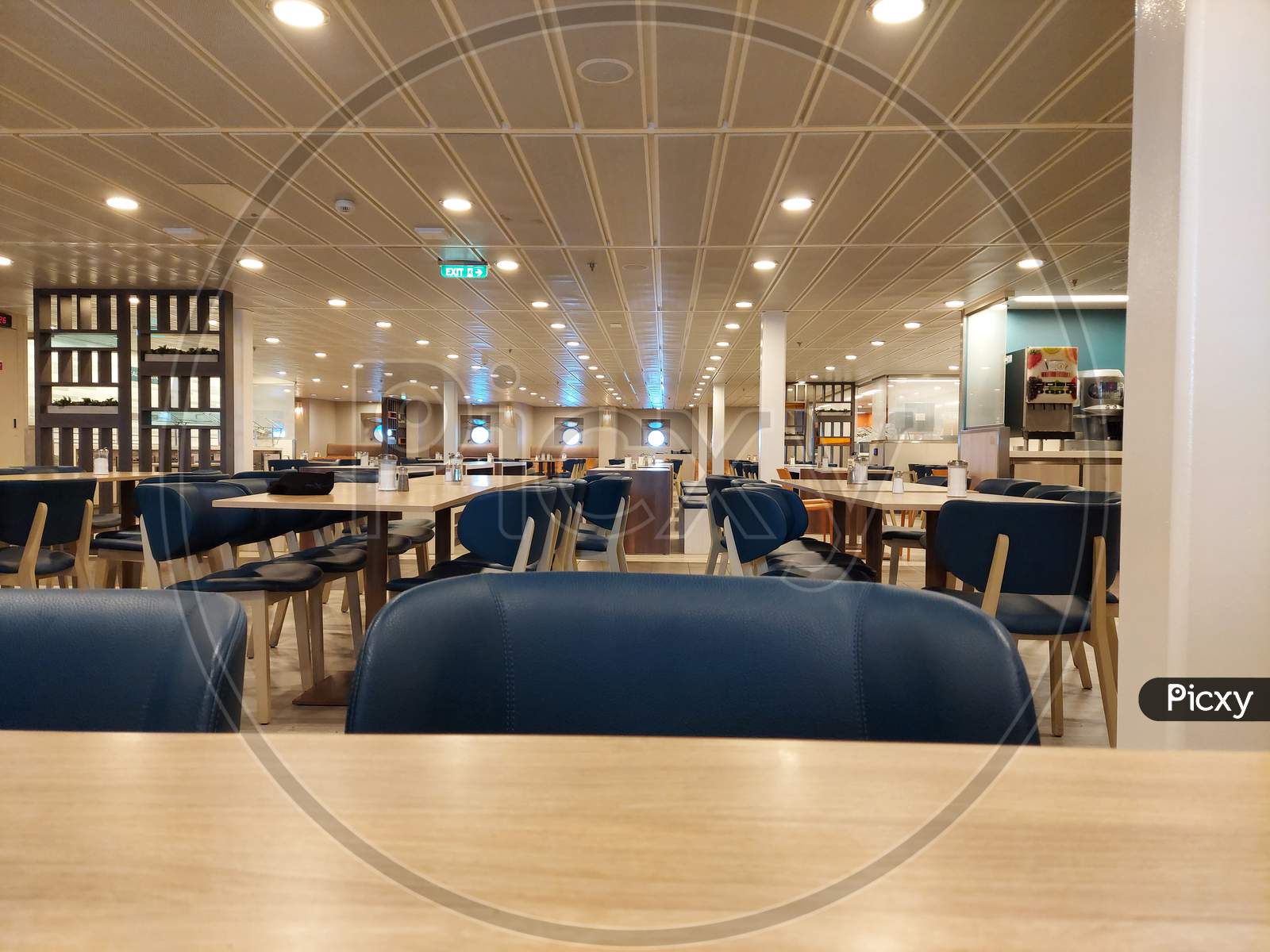 Empty Crew Mess On A Cruise Ship