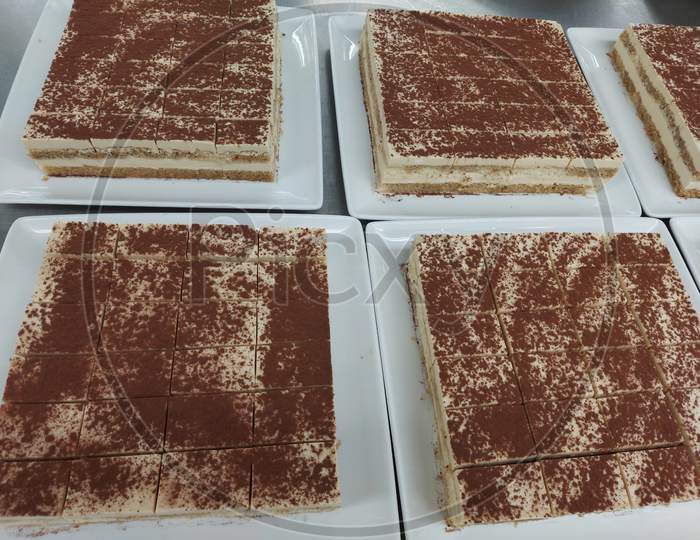 Tiramisu Cake With Coca Powder On Top