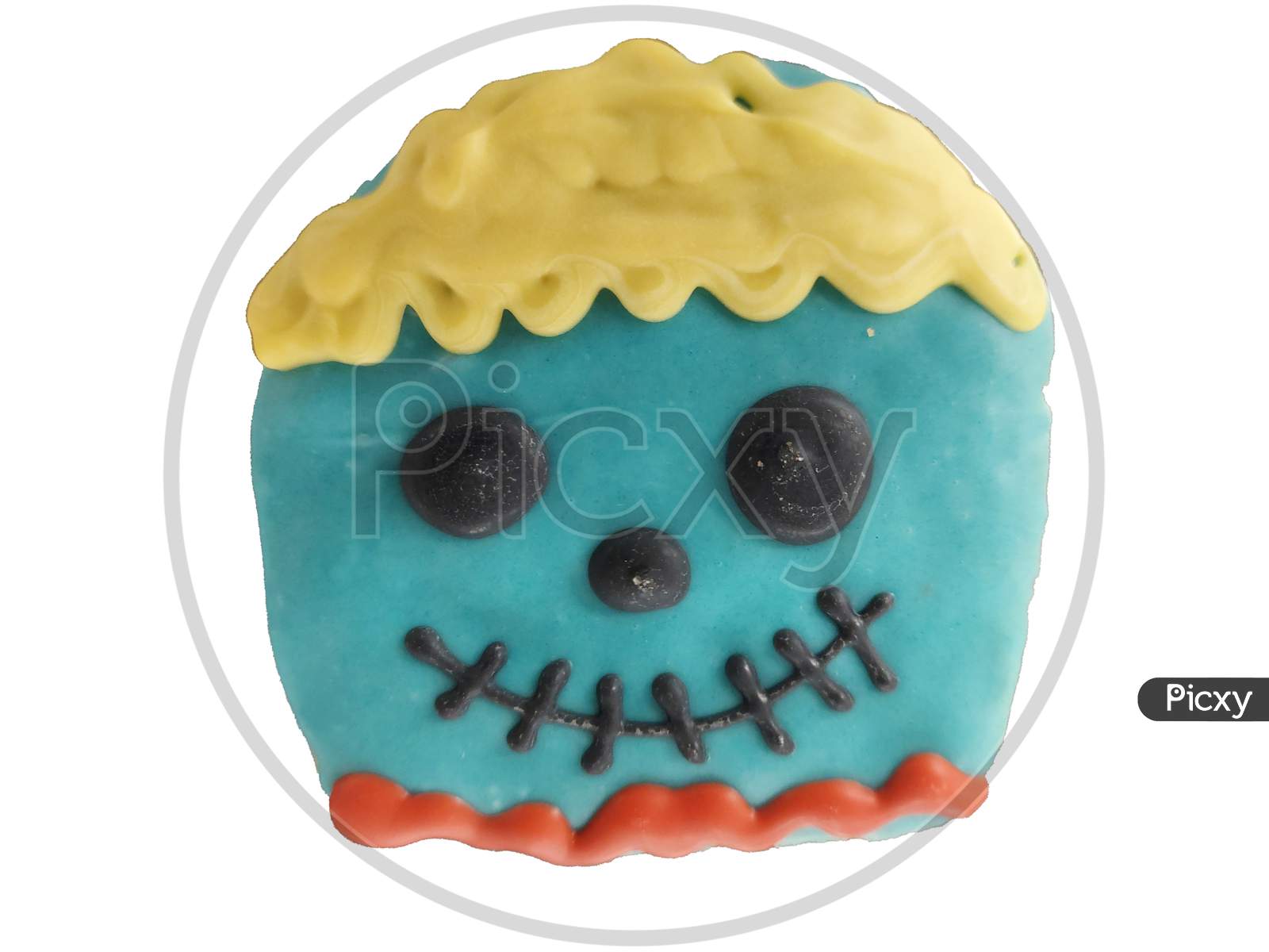 Smiling Face On A Sable Cookies In White Background