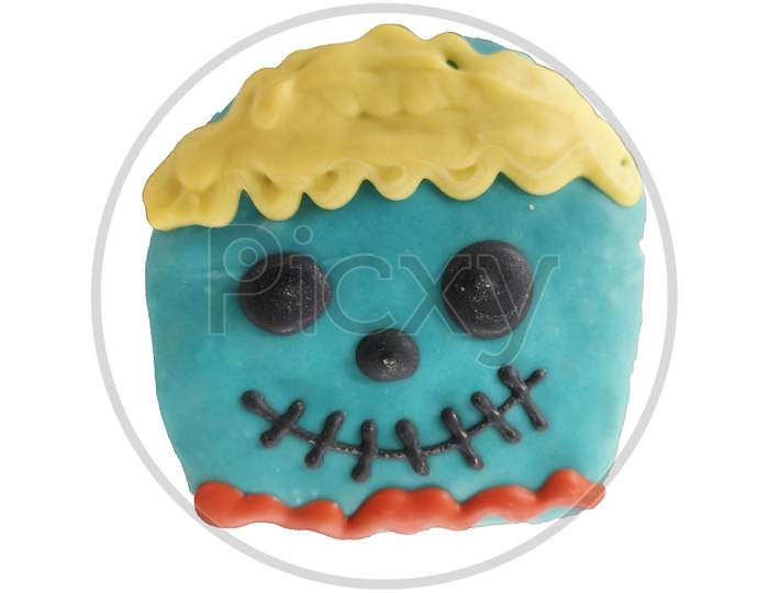 Smiling Face On A Sable Cookies In White Background