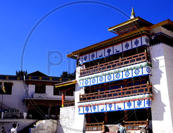 Historical Tawang Monastery,Oldest Monastery In India,Front View Of Ancient Buddhist Monastery In Arunachal Prodesh,North East India Tourist Attractions