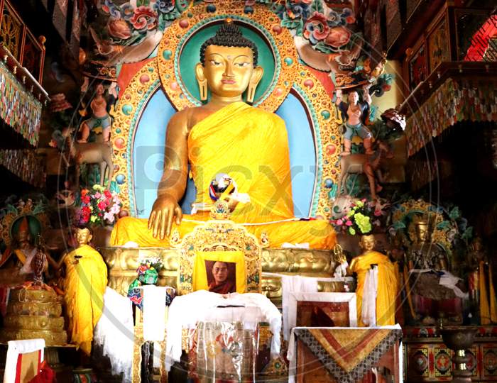 Buddha Statue At Tawang Monastery,Arunachal Prodesh,Tourist Attraction Of Buddha Statue,North East India Tourist Attraction