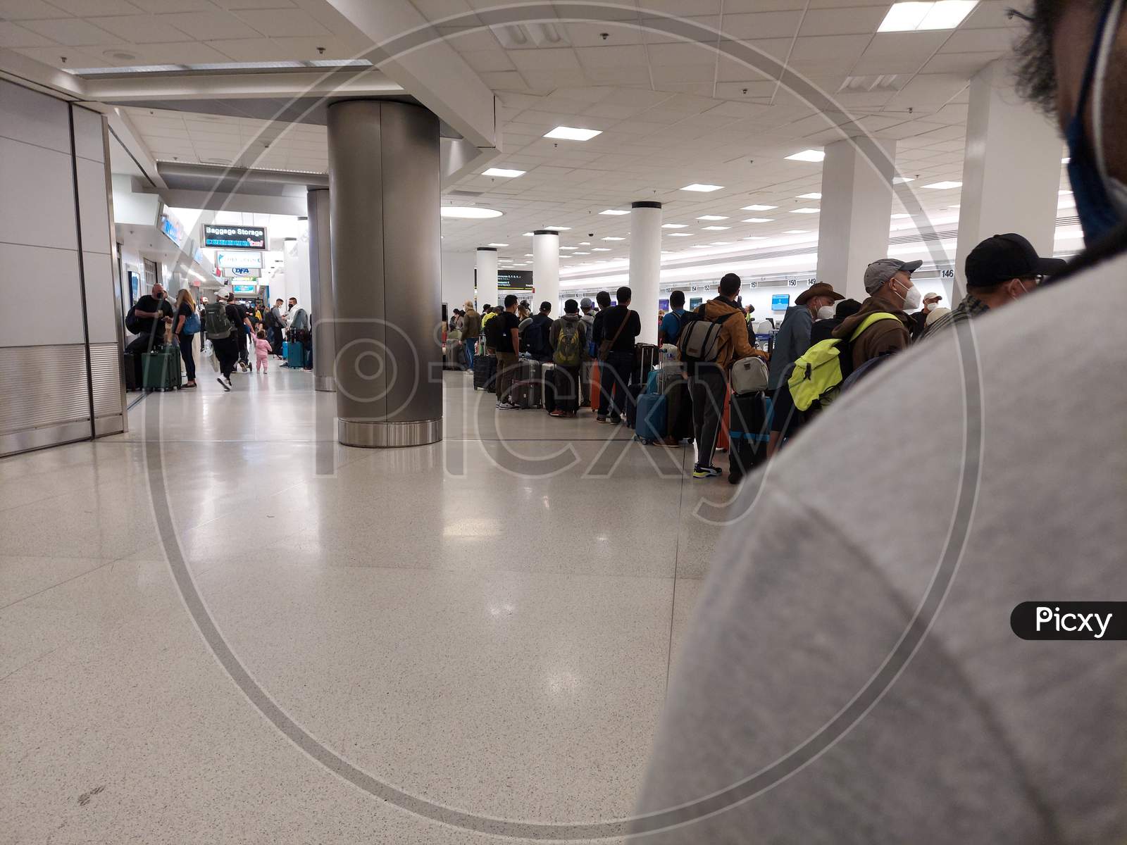 Miami United States Feb 16 2022 , A View From Miami International Airport Crowded People During Pandemic
