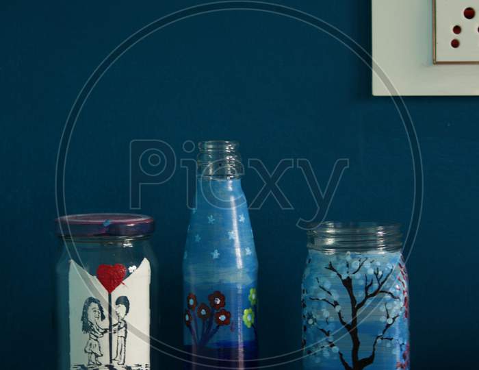 Beautifully Painted Glass Bottles