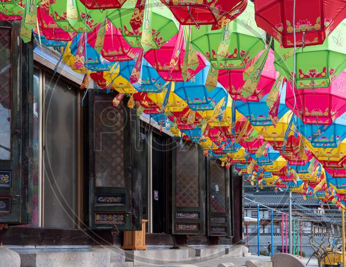 Colorful Lanterns At Bongeunsa Buddhist Temple In Gangnam In Seoul South Korea