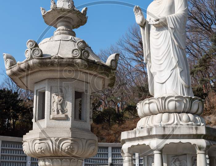 Maitreya Statue At Bongeunsa Buddhist Temple In Gangnam In Seoul South Korea