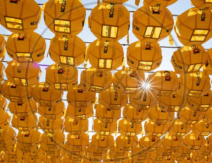 Colorful Lanterns At Bongeunsa Buddhist Temple In Gangnam In Seoul South Korea