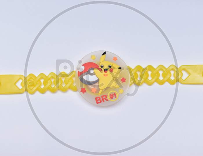 Pokemon Yellow Wrist Band For Children On White Background