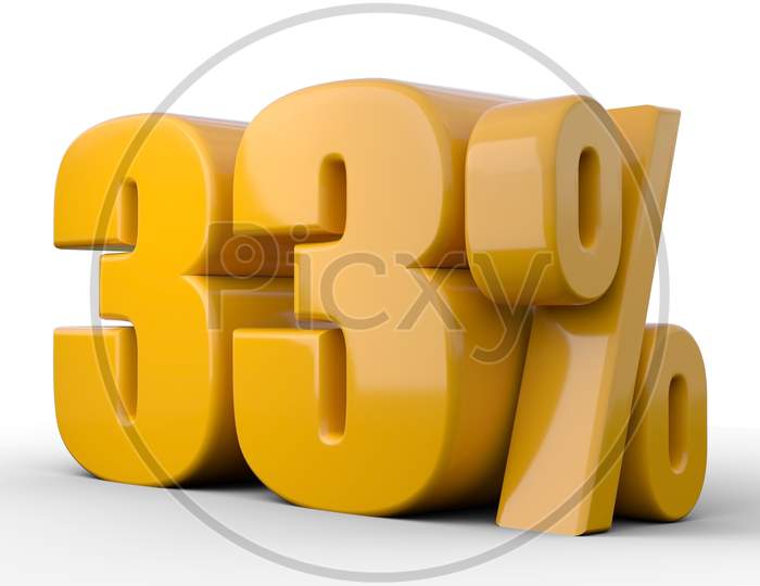 33% 3D Illustration. Orange Thirty Three Percent Special Offer On White Background