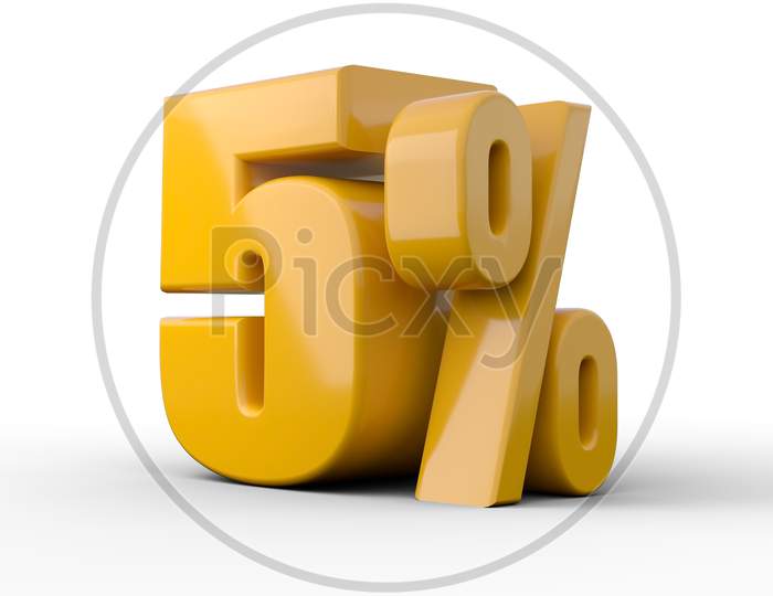 5% 3D Illustration. Orange Five Percent Special Offer On White Background