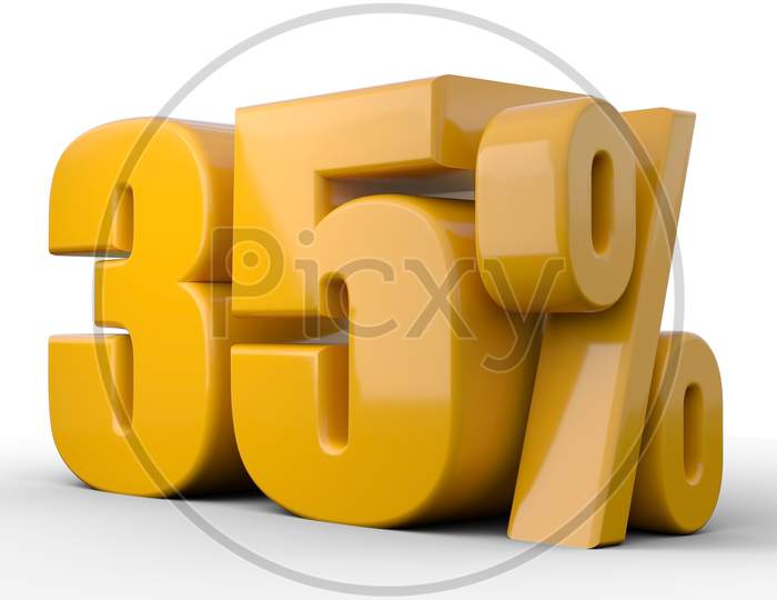 35% 3D Illustration. Orange Thirty Five Percent Special Offer On White Background