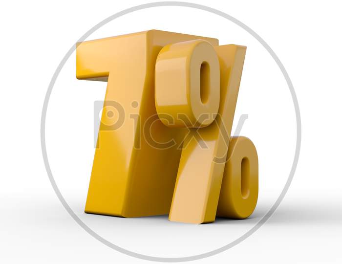 7% 3D Illustration. Orange Seven Percent Special Offer On White Background
