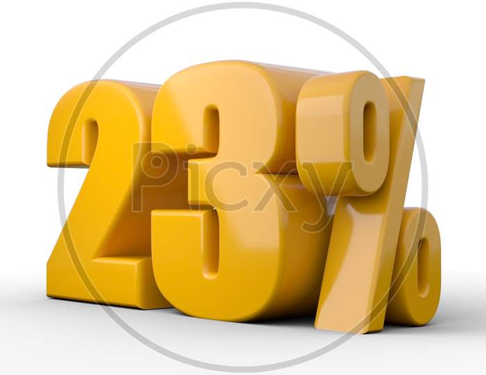 23% 3D Illustration. Orange Twenty Three Percent Special Offer On White Background