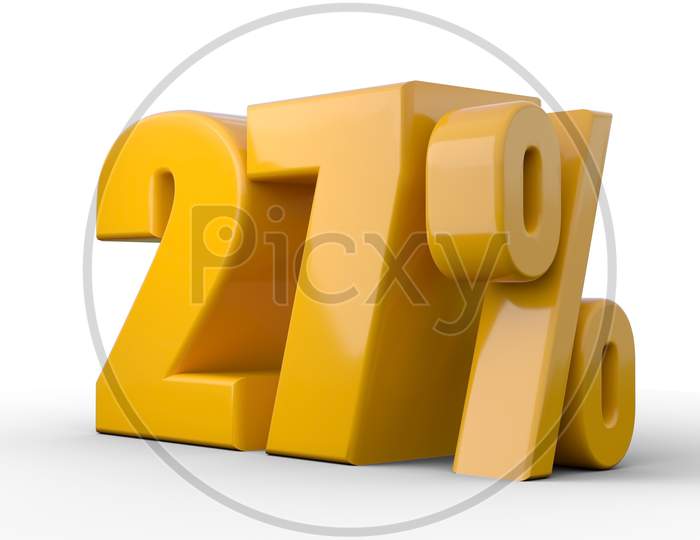 27% 3D Illustration. Orange Twenty Seven Percent Special Offer On White Background